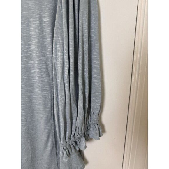 Democracy Embroidered 3/4 Sleeve Heather Muted Blue Small Blouse - Flawed - Picture 9 of 13